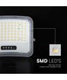 V-Tac Projecteur LED solaire 12W - IP65, noir, 3-en-1