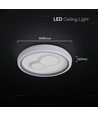 V-Tac 2x30W Plafonnier LED décoratif - Dimmable, CCT 3-en-1, télécommande RF, blanc/gris