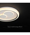 V-Tac 2x30W Plafonnier LED décoratif - Dimmable, CCT 3-en-1, télécommande RF, blanc/gris