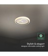 V-Tac 2x30W Plafonnier LED décoratif - Dimmable, CCT 3-en-1, télécommande RF, blanc/gris