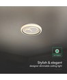 V-Tac 60W Plafonnier LED Décoratif - Dimmable, CCT, Télécommande, Blanc/Gris