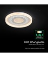 V-Tac 2x40W Plafonnier LED décoratif - Dimmable, 3-en-1, Télécommande, Blanc