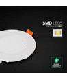 V-Tac Panneau LED encastrable rond 6W - Puce Cree, CCT 3 en 1, Garantie 6 ans