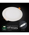 V-Tac 12W Panneau LED encastrable rond - CCT, puce Cree, 6 ans de garantie