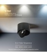 V-Tac Spot LED en saillie 18W - IP44, Noir, CCT, Puce Cree