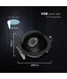 V-Tac 12W CCT LED Downlight - IP44, Noir, Puce Cree