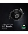 V-Tac 18W LED Downlight - IP44, CCT, Puce Cree, Noir