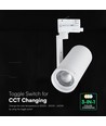V-Tac 30W Spot de rail triphasé CCT - Zoomable 25°-50°, blanc