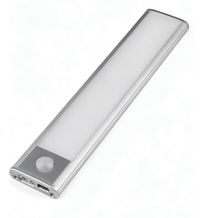 Lampe de placard LED 20cm 1,5W avec détecteur - Argent, rechargeable, IP20