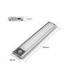 Lampe de placard LED 20cm 1,5W avec détecteur - Argent, rechargeable, IP20