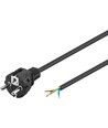 2 meter strømkabel - 250V, IP20 indendørs, Sort, Schuko stik og kabelendestykker til samling, 16A