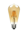 E27 6W LED filament pære - ST64, 800lm, amber glas, 2700K, varm hvid