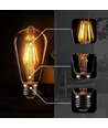 E27 6W LED filament pære - ST64, 800lm, amber glas, 2700K, varm hvid