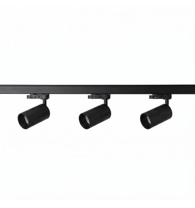 Kit rail triphasé BASIC - 1m, Noir, 3 spots, GU10, sans ampoule