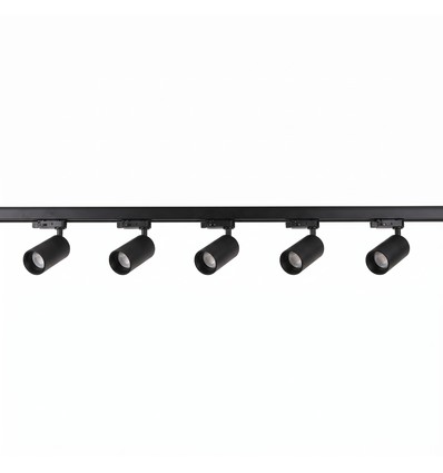 Kit rail triphasé BASIC - 2m, noir, 5 spots, GU10, sans source lumineuse