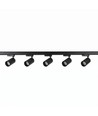 Kit rail triphasé BASIC - 2m, noir, 5 spots, GU10, sans source lumineuse