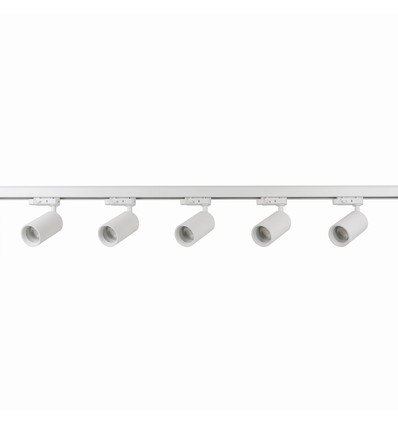 Kit rail 3 phases BASIC - 2m, Blanc, 5 spots, GU10, sans ampoule