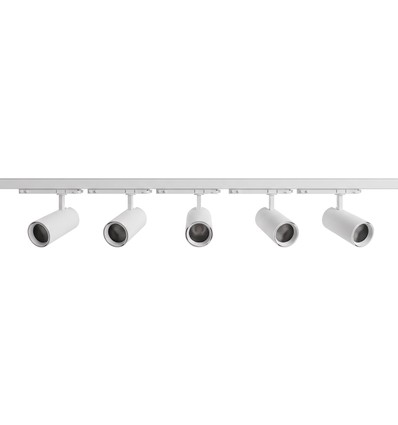 Kit rail 3 phases ProCCT - 2m, Blanc, 5 spots, source lumineuse incl.