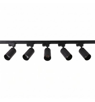 Kit rail 1 phase BASIC - 2m, noir, 5 spots, GU10, sans ampoule