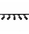 Kit rail 1 phase BASIC - 2m, noir, 5 spots, GU10, sans ampoule