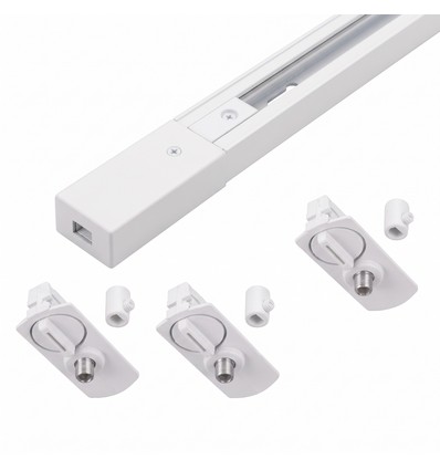 Kit rail PENDEL monophasé - 2m, Blanc, 3 Douilles