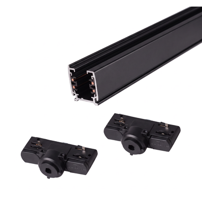Kit rail PENDEL triphasé - 1m, noir, 2 douilles
