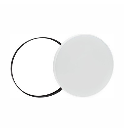 Plafonnier LED 32W - Ø38cm, hauteur : 5,2cm, bord blanc, avec anneau noir inclus