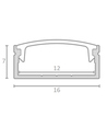 Profilé PVC 16x7 pour bande LED - 1 mètre, noir, avec couvercle blanc laiteux