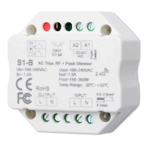 LEDlife rWave variateur encastrable - RF, variation par pression, variateur LED 200W, pour encastrement