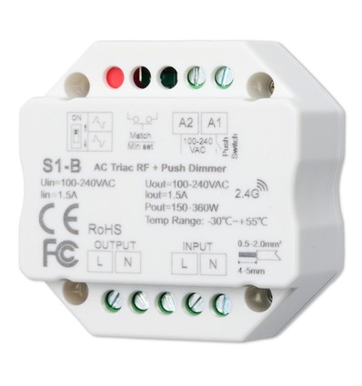 LEDlife rWave variateur encastrable - RF, variation par pression, variateur LED 200W, pour encastrement