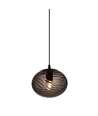 Halo Design - Suspension en verre fumé fait main Ø22cm câble en tissu