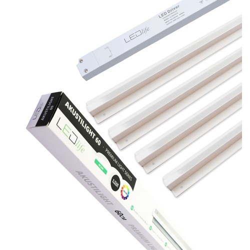 Kit rail LED Troldtekt 4x120 cm - Encastré, Akustilight incl. câbles et driver