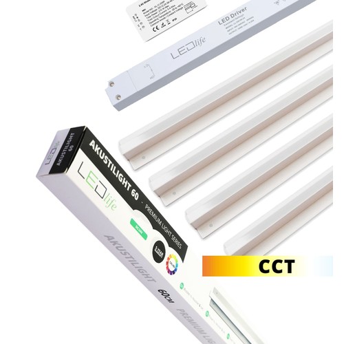 Kit rail LED Zigbee Troldtekt 4x120 cm - CCT, encastré, Akustilight