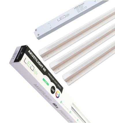 Ensemble de rails LED dimmables Troldtekt 3x60 cm - Encastré, dimmable Triac, Akustilight incluant câbles et driver