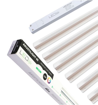 Kit rails LED Troldtekt 6x60 cm - Encastré, Triac dimmable, Akustilight incl. câbles et driver