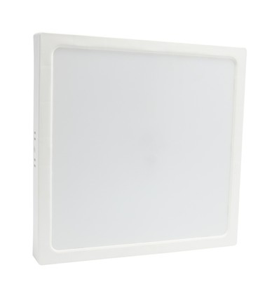 Plafonnier LED 24W - 29 x 29cm, hauteur : 3,8cm, bord blanc