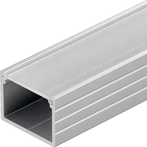 Profilé alu 18x13 pour ruban LED IP65 & IP68 - Large, 1m, avec diffuseur givré et clips, anodisé