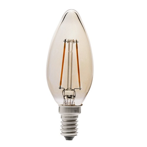 Ampoule flamme LED E14 4W - Filament, verre fumé, blanc extra chaud