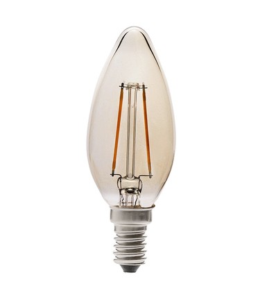 Ampoule flamme LED E14 4W - Filament, verre fumé, blanc extra chaud
