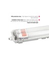 Réglette 150cm + 2x tubes LED T8 - IP65, câblage traversant