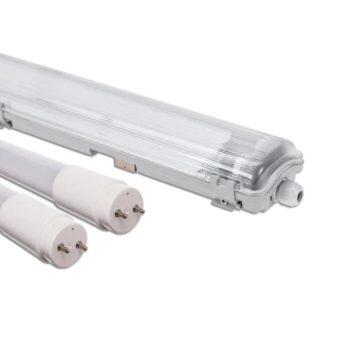 Réglette 150cm + 2x tubes LED T8 - IP65, câblage traversant