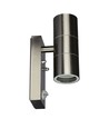 Applique murale GU10 haut/bas avec capteur - IP44 extérieur, acier inoxydable, sans source lumineuse