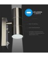 Applique murale GU10 haut/bas avec capteur - IP44 extérieur, acier inoxydable, sans source lumineuse