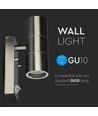 Applique murale GU10 haut/bas avec capteur - IP44 extérieur, acier inoxydable, sans source lumineuse