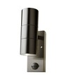 Applique murale GU10 haut/bas avec capteur - IP44 extérieur, acier inoxydable, sans source lumineuse