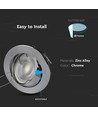 Kit Downlight MR16 ou GU10 - Sans source lumineuse, Chrome, Découpe : Ø7,4 cm, Dimensions : Ø8,2 cm