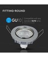 Kit Downlight MR16 ou GU10 - Sans source lumineuse, Chrome, Découpe : Ø7,4 cm, Dimensions : Ø8,2 cm