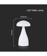 Lampe de table V-Tac rechargeable CCT - Blanc, IP20, dimmable tactile, modèle mini