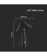 Lampe de table rechargeable V-Tac 3 en 1 - Noir, IP20, dimmable tactile
