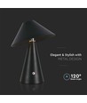 Lampe de table rechargeable V-Tac 3 en 1 - Noir, IP20, dimmable tactile